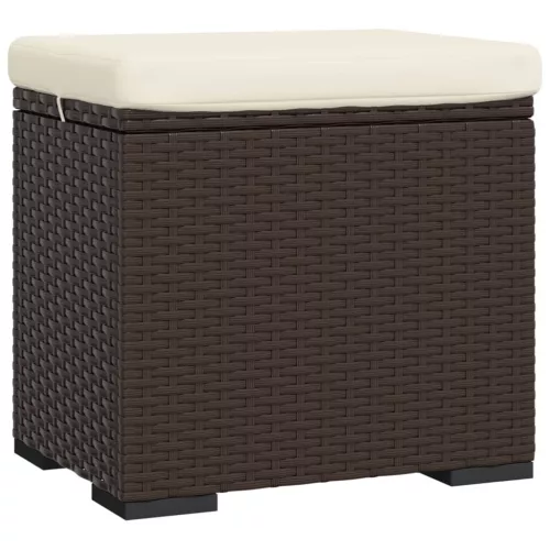  2 db barna polyrattan zsámoly párnákkal 40 x 30 x 40 cm