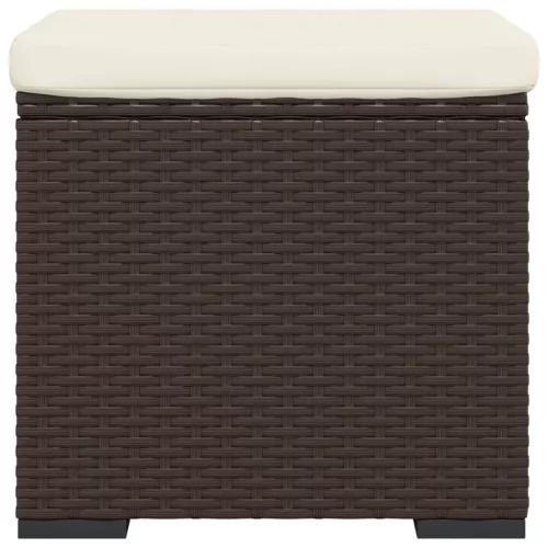  2 db barna polyrattan zsámoly párnákkal 40 x 30 x 40 cm