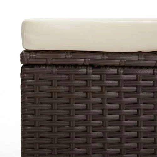  2 db barna polyrattan zsámoly párnákkal 40 x 30 x 40 cm
