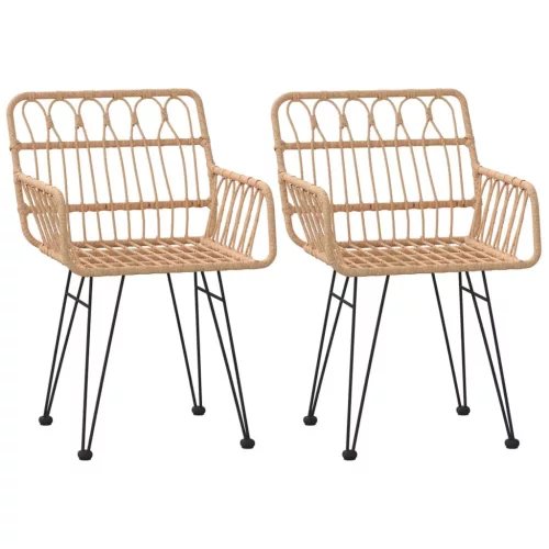  2 db fekete PE rattan karfás kerti szék 56 x 64 x 80 cm