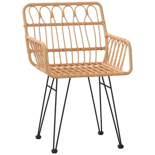  2 db fekete PE rattan karfás kerti szék 56 x 64 x 80 cm