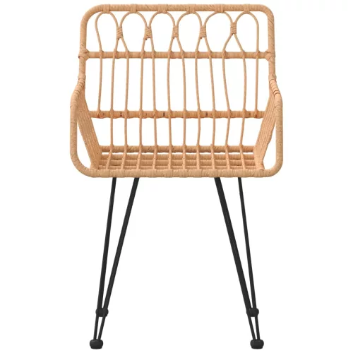  2 db fekete PE rattan karfás kerti szék 56 x 64 x 80 cm