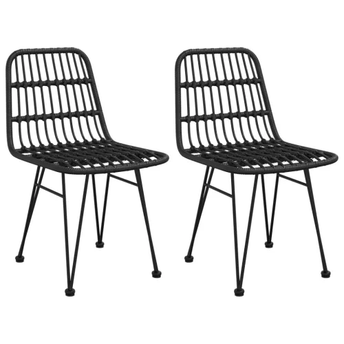  2 db fekete polietilén rattan kerti szék 48 x 62 x 84 cm