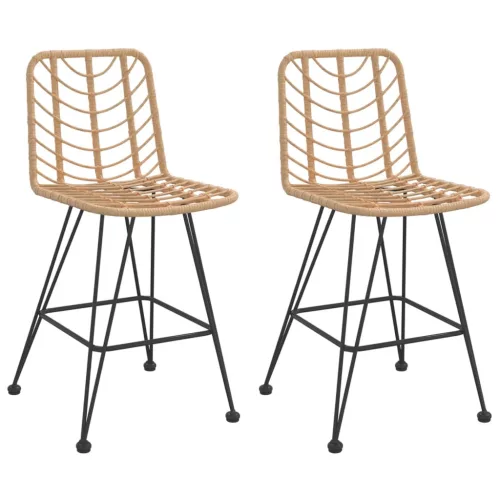  2 db bárszék polietilén rattan és acél 45 x 56 x 103,5 cm