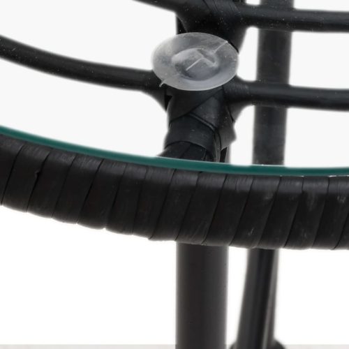  fekete edzett üveg és acél étkezőasztal Ø50 cm