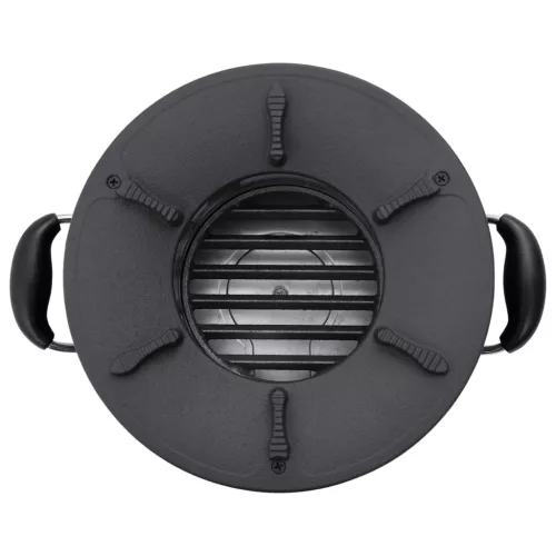  fekete fém fatüzelésű kempingtűzhely 36 x 26 x 22,5 cm