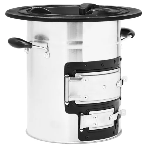  ezüstszínű acél fatüzelésű kempingtűzhely 51,5 x 35 x 30,5 cm