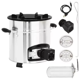    ezüst acél fatüzelésű tűzhely USB-s légfúvóval 35,5x26x28 cm