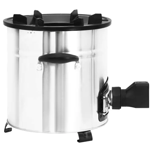  ezüst acél fatüzelésű tűzhely USB-s légfúvóval 35,5x26x28 cm