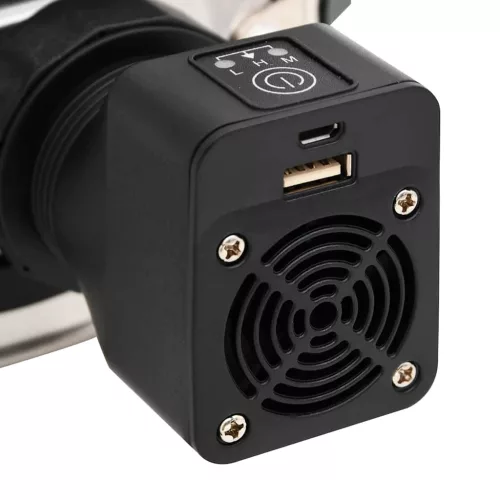  ezüst acél fatüzelésű tűzhely USB-s légfúvóval 35,5x26x28 cm