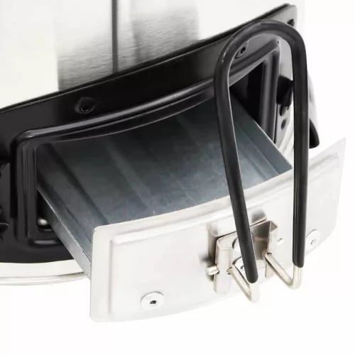  ezüst acél fatüzelésű tűzhely USB-s légfúvóval 35,5x26x28 cm