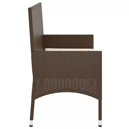  2 személyes barna polyrattan kerti kanapé párnával