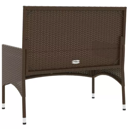  2 személyes barna polyrattan kerti kanapé párnával