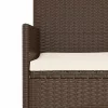  2 személyes barna polyrattan kerti kanapé párnával