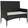 fekete 2 személyes polyrattan kerti pad párnával