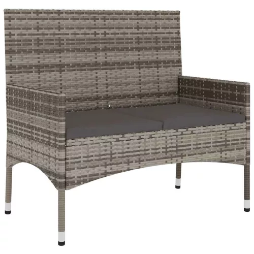  2 személyes szürke polyrattan kerti kanapé párnával