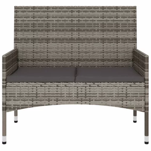  2 személyes szürke polyrattan kerti kanapé párnával