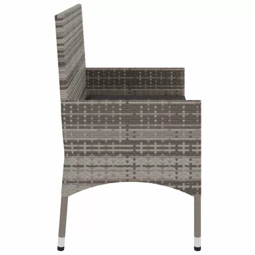  2 személyes szürke polyrattan kerti kanapé párnával