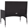 fekete 2 személyes polyrattan kerti pad párnával
