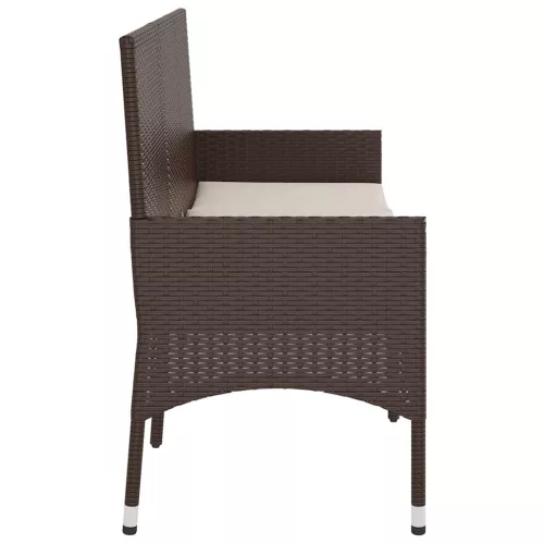  3 személyes barna polyrattan kerti kanapé párnával