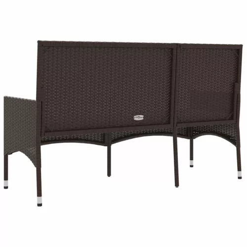  3 személyes barna polyrattan kerti kanapé párnával