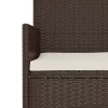  3 személyes barna polyrattan kerti kanapé párnával