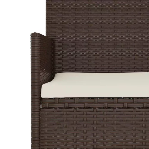  3 személyes barna polyrattan kerti kanapé párnával