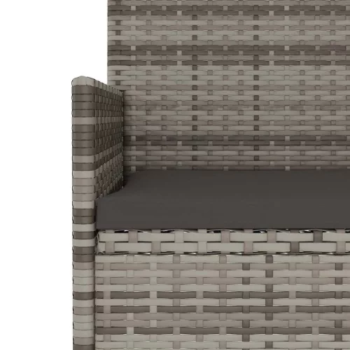  3 személyes szürke polyrattan kerti kanapé párnával