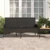  fekete 3 személyes polyrattan kerti pad párnával