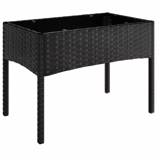  4 részes fekete polyrattan kerti ülőgarnitúra párnákkal