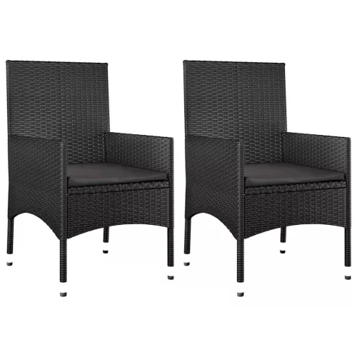  4 részes fekete polyrattan kerti ülőgarnitúra párnákkal