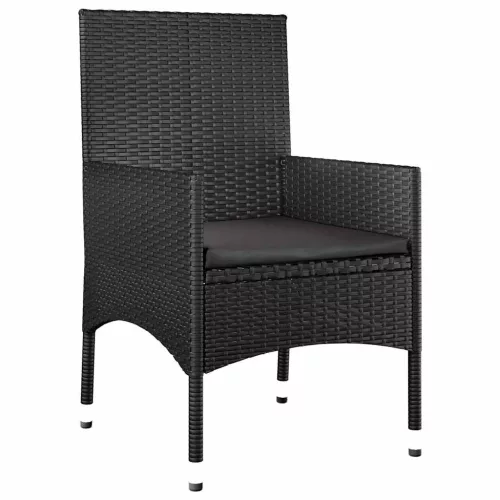  4 részes fekete polyrattan kerti ülőgarnitúra párnákkal