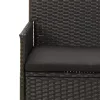 4 részes fekete polyrattan kerti ülőgarnitúra párnákkal