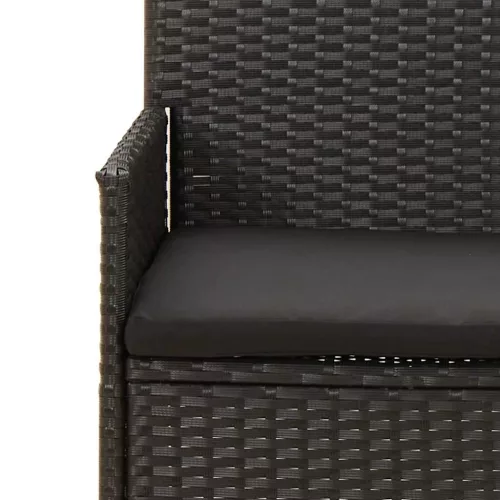  4 részes fekete polyrattan kerti ülőgarnitúra párnákkal