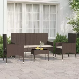    4 részes barna polyrattan kerti ülőgarnitúra párnákkal