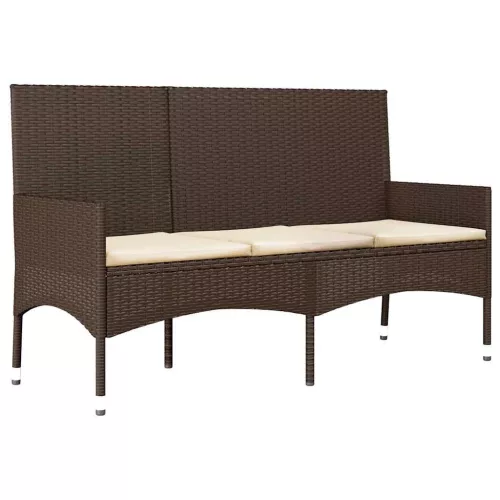  4 részes barna polyrattan kerti ülőgarnitúra párnákkal