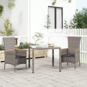  2 db szürke polyrattan kerti szék párnával
