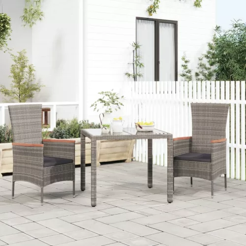  2 db szürke polyrattan kerti szék párnával