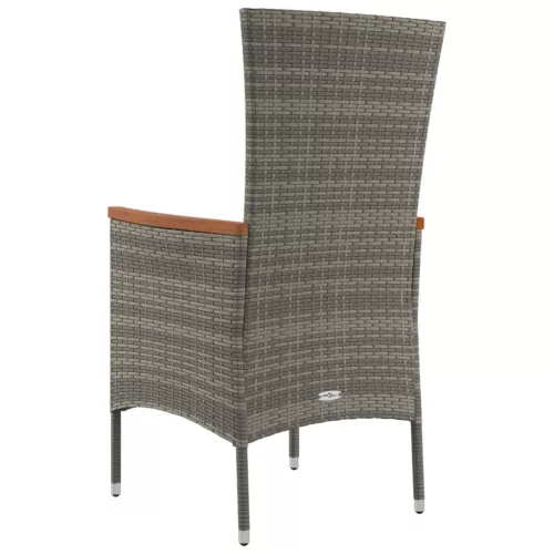  2 db szürke polyrattan kerti szék párnával