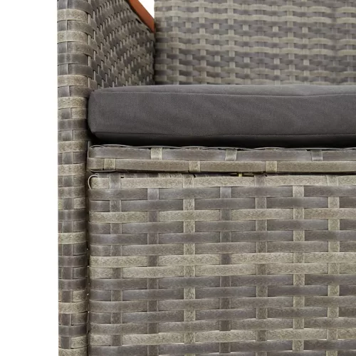  2 db szürke polyrattan kerti szék párnával