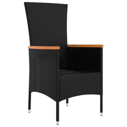  4 db fekete polyrattan kerti szék párnával