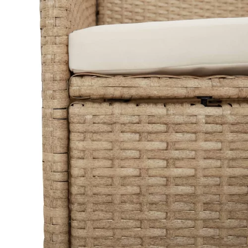  2 db bézs polyrattan kerti szék párnákkal
