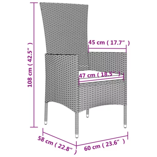  2 db bézs polyrattan kerti szék párnákkal