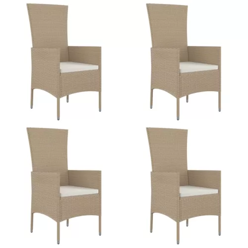  4 db bézs polyrattan kerti szék párnával