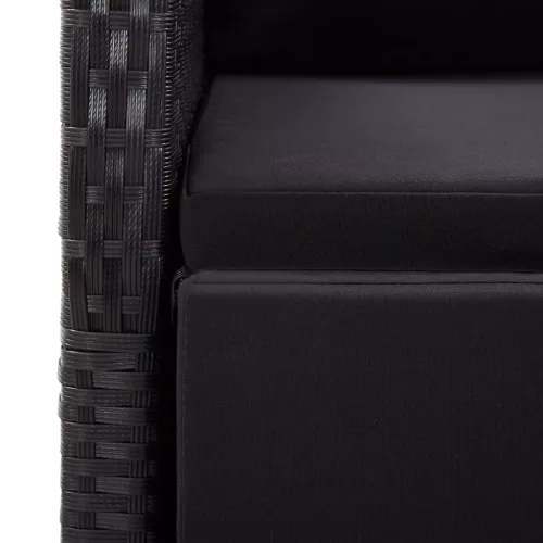  2 db fekete polyrattan dönthető kerti szék párnával