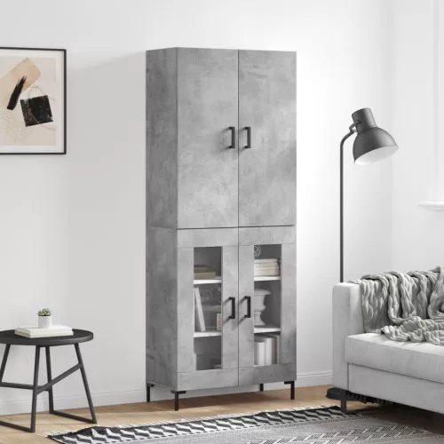  betonszürke szerelt fa magasszekrény 69,5 x 34 x 180 cm