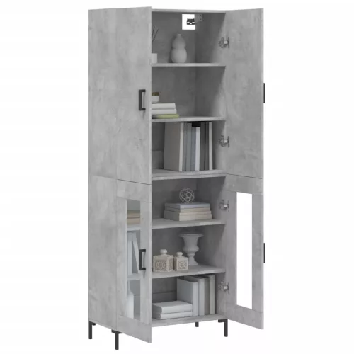  betonszürke szerelt fa magasszekrény 69,5 x 34 x 180 cm