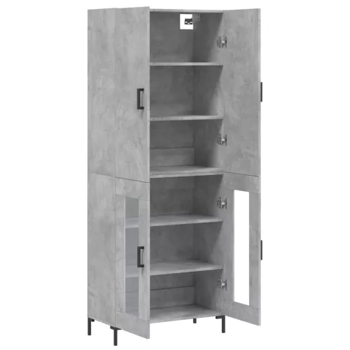  betonszürke szerelt fa magasszekrény 69,5 x 34 x 180 cm
