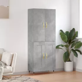  betonszürke szerelt fa magasszekrény 69,5 x 34 x 180 cm