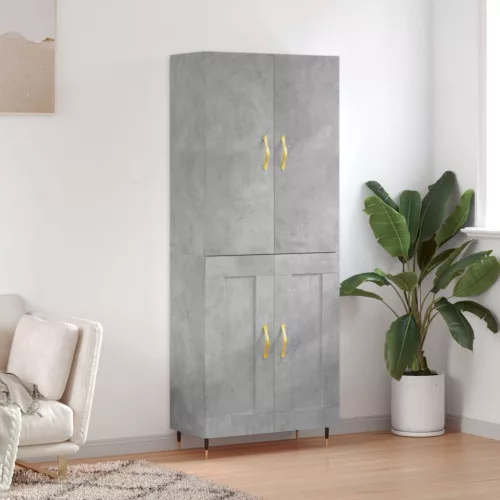  betonszürke szerelt fa magasszekrény 69,5 x 34 x 180 cm